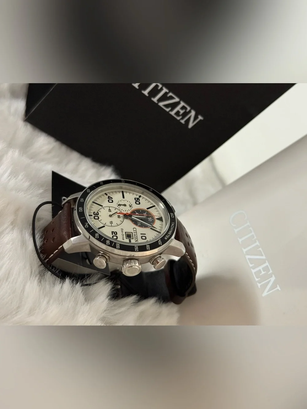 Citizen Brycen Eco-Drive Chronograph CA0649-06X Cream Dial NWT Box
